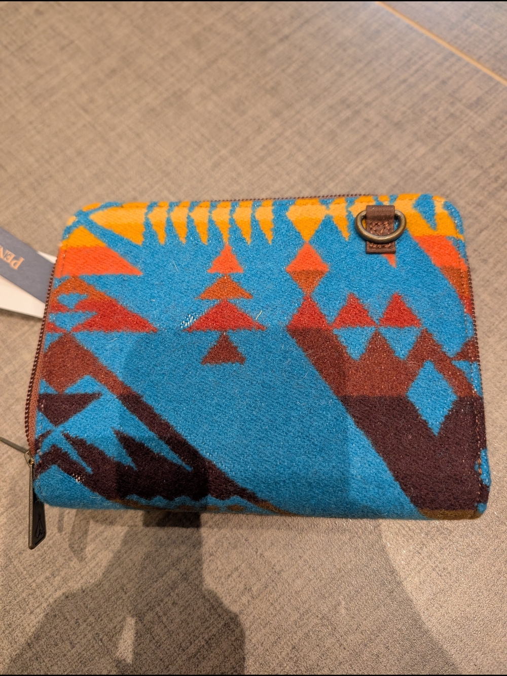 Pendleton Turquoise Yellow Brown Geometric Wool Crossbody Wallet - Picture 4 of 7